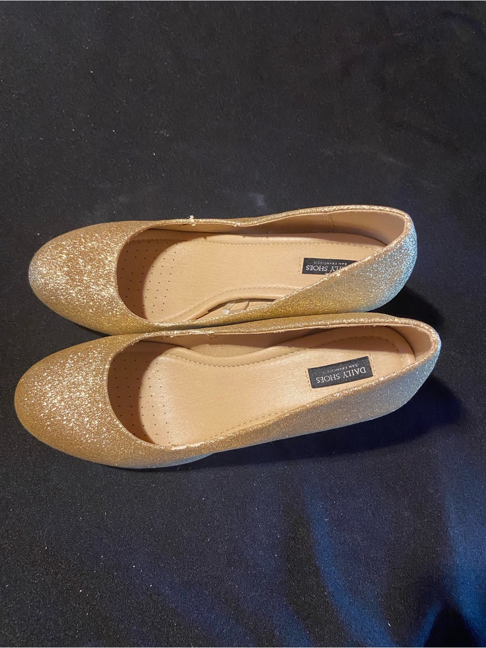 Women's Gold Glitter Ballet Flats